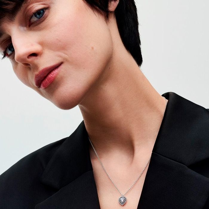 Collier Halo En Argent Sterling 925 Avec Zircone & Marcasite - 18 Pouces - Neuf