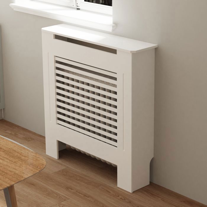 Cache Radiateur Blanc Bois - Grille horizontale Cache-Radiateur Maison ...