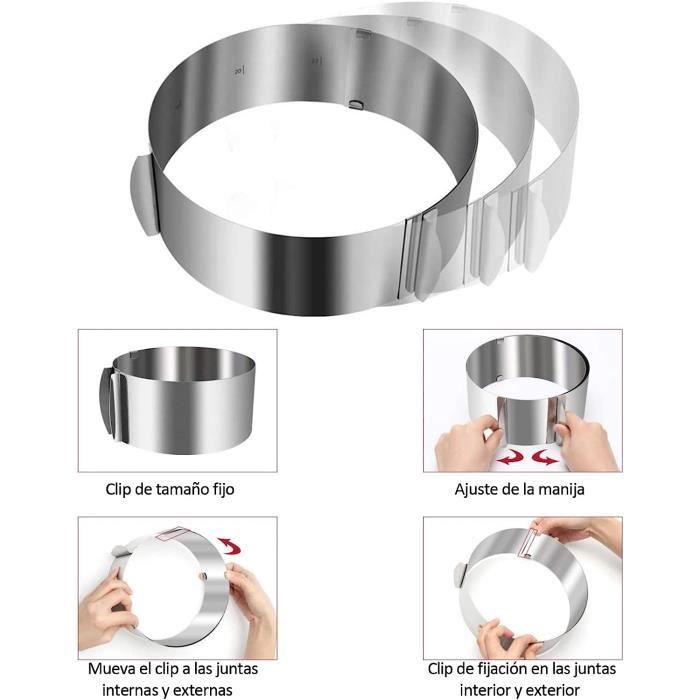 Cercle à Pâtisserie Réglable 16-30cm - Anneau à Gâteau Inox Hauteur 20cm Outil Pâtisserie Professionnel