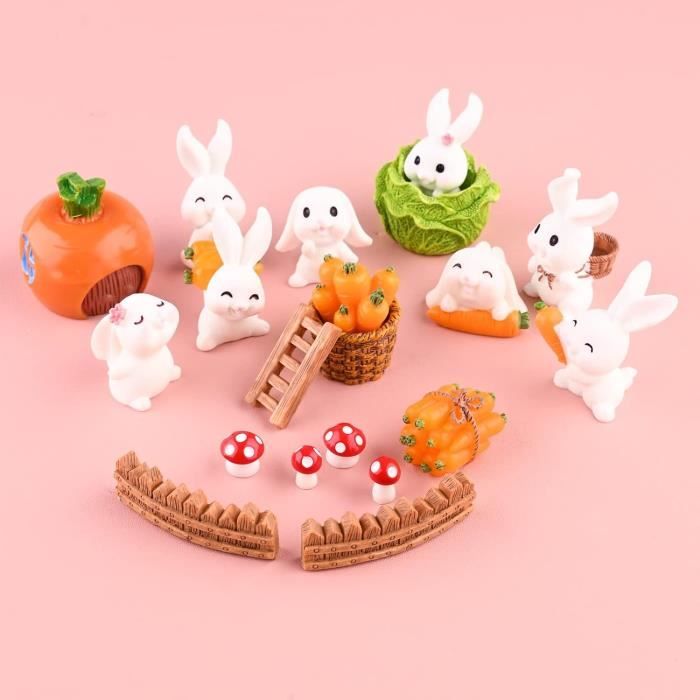 15 Mini Figurines Lapins De Pâques En Résine – Décoration Gâteau, Jardin Féerique & Plantes Succulentes