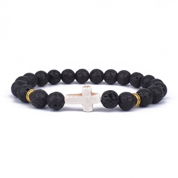 Bracelet en perles de pierre de lave naturelle - ms-bionature