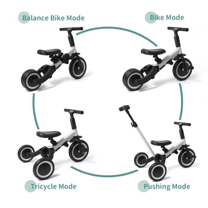 OLYSPM 4 en 1 Vélo Enfant Tricycle Vélo Draisienne Tricycle Pliable 1-6 Ans Vélo sans Pédale - Vélos