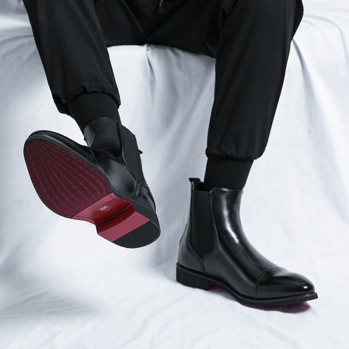 Bottines Homme En Cuir Léger - Bottes Courtes Cuir Synthétique Western Business Randonnée Grandes Tailles