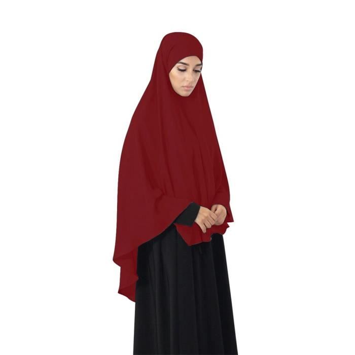 Vetement de priere pour femmes musulmanes une piece couverture complete Islam Ramadan arabe Niqab Hijab grand voile Khimar Hajj Serv Noir Cdiscount Pret a Porter