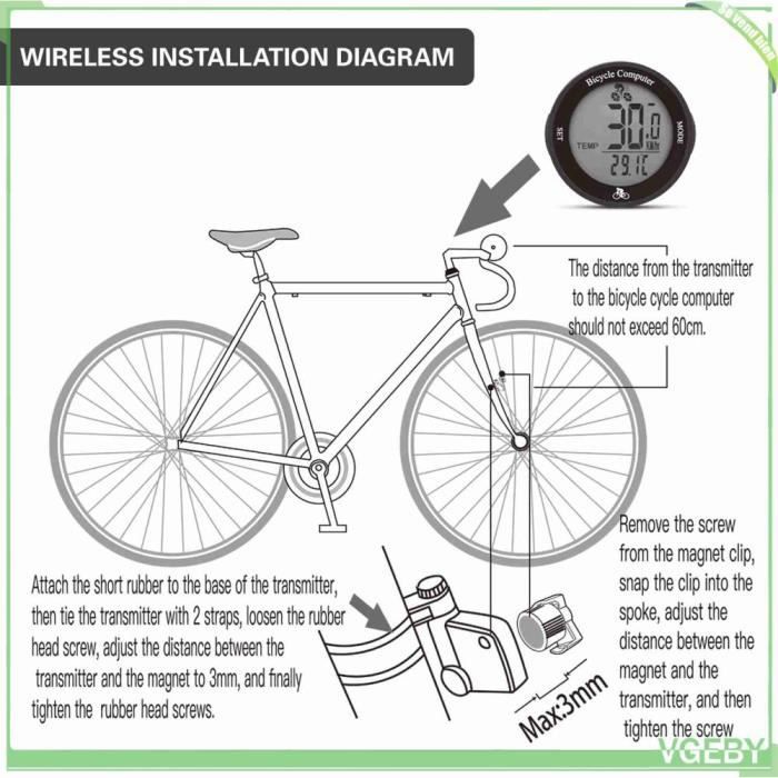 Icar Compteur de vélo étanche sans Fil, écran LCD Backlight sans Fil Compteur kilométrique Icar Compteur de vélo étanche sans Fil, écran LCD Backlight sans Fil Compteur kilométrique