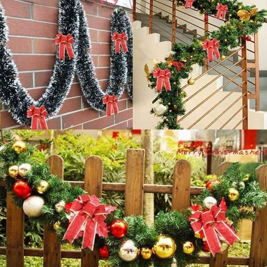 Lot De 12 Nœuds De Décoration En Velours Rouge - 18x13 Cm, Pour Sapin, Porte, Cheminée, Guirlandes De Noël