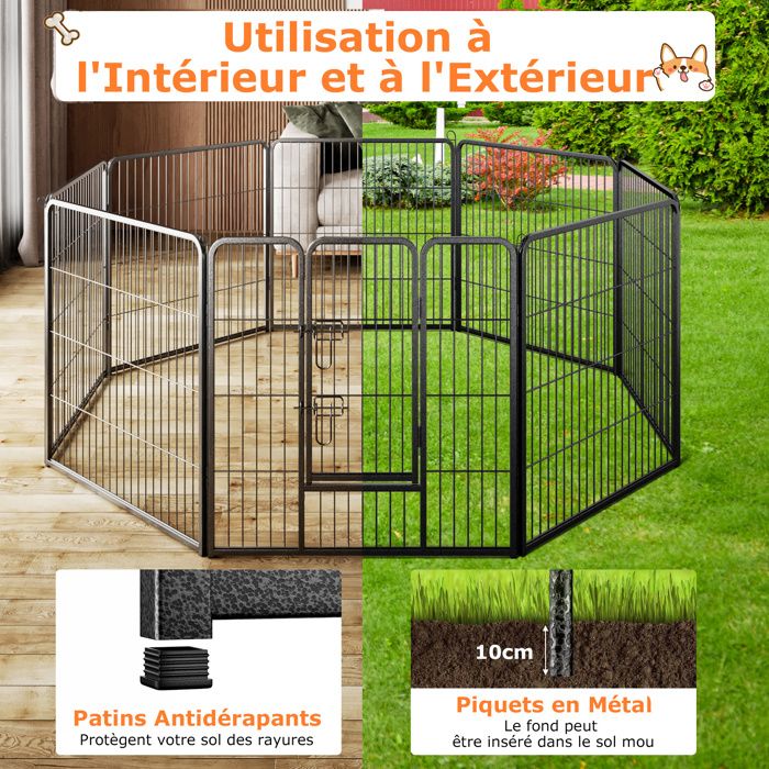 Barrière Pour Chien Et Chat Extra Haute (150/171 Cm) - Réglable 77-104 Cm, Sans Perçage, Porte Verrouillable - 9