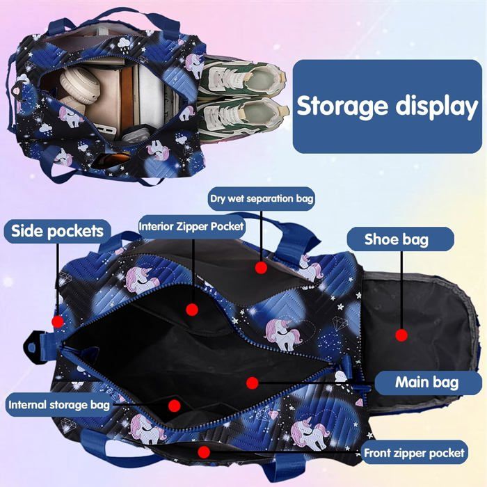 Sac Sport Fille Sac De Sport Enfant Avec Compartiment à Chaussures - Idéal Piscine, Gym, Danse - Poche Humide Intégrée Sac Piscine Gym Fille Compartiment Chaussures