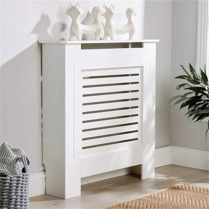 Cache Radiateur Blanc Bois - Grille horizontale Cache-Radiateur Maison ...
