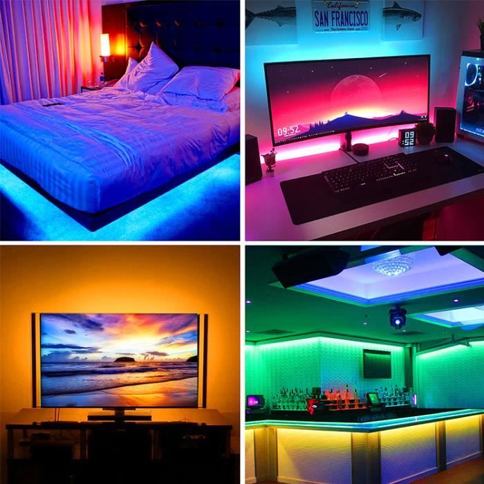 Ruban LED RGB 5m 300 LEDs 5050 étanche IP65 - Multicolore Avec App Et Télécommande Pour Chambre, Fêtes, Décoration