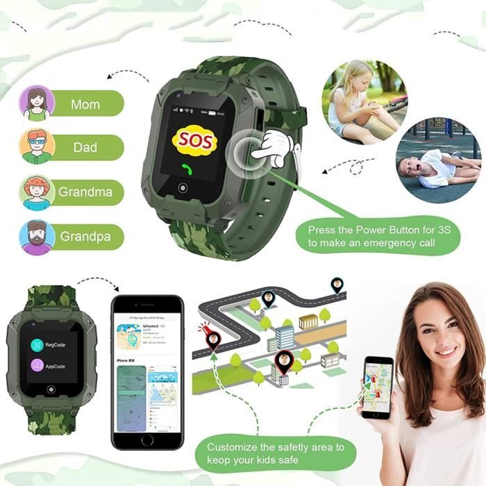 Montre GPS Connectée avec Téléphone - Enfant I Camouflage
