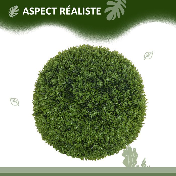 Lot de 2 boules de buis artificielles 40 cm, plantes décoratives