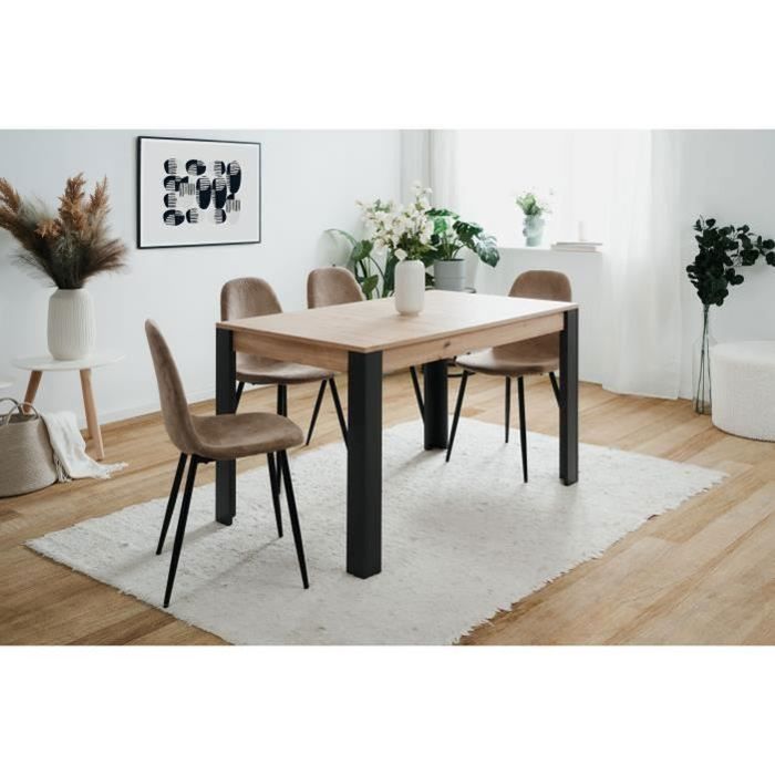 Table extensible - TOLOSA 80A - Décor chêne artisan / Noir ...