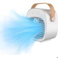 Mini climatiseur 3-en-1 –Ventilateur rechargeable 4000mAh silencieux 35dB – Pour bureau, voiture et camping – Blanc