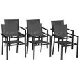 Lot de 6 chaises en aluminium HAPPY GARDEN - Gris - Empilables et facile d'entretien-0