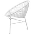 LEX Chaise de jardin en corde forme de lune Résine tressée Blanc - Qqmora - OVN43015-0