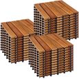 Lot de 33 dalles en bois d'acacia classique - STILISTA - résistant aux intempéries - 30x30x2,4cm-0