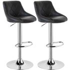 ALIGHTUP Tabouret de Bar en PU, Lot de 2 Chaise de bar, Hauteur réglable 60 - 80 cm, Noir