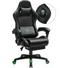GTPLAYER Chaise Gaming,Chaise bureau avec Repose-pied Haut-parleur Bluetooth et Accoudoirs Synchronisés (Noir)