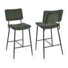 MEUBLES COSY Lot de 2 Tabourets de Bar Scandinave Tissu Vert,Chaises Haute avec Dossier et Repose-Pied,Hauteur d'assise 69 cm