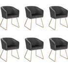 WOLTU Chaise de Salle à Manger, Lot de 6, fabriqué en Velours et Pieds en métal,Chaise de reception, Chaise Salon Gris Foncé