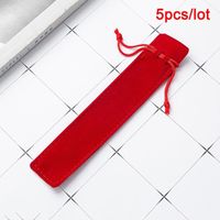 La couleur rouge Sac à crayons en velours avec cordon de serrage, pochette, petite trousse en tissu pour un s