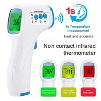 Thermomètre Infrarouge Portable,Sans Contact, Conception Mltra-mince, Affichage Numérique LCD , Alarme pour Fièvre - bleu