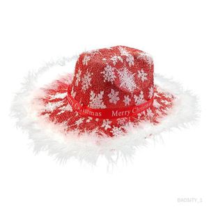 CHAPEAU - PERRUQUE Chapeau de cowboy - Plume Bord - Rouge - Mixte