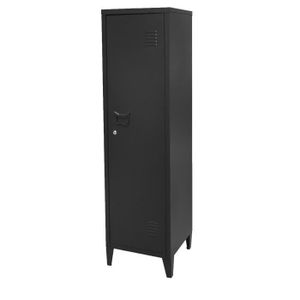 ARMOIRE DE BUREAU Casier vestiaire noir de bureau 1 porte, style industriel - dimensions 38x38xH137cm