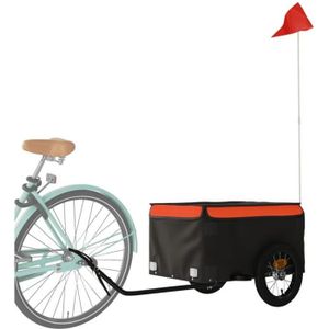 REMORQUE VÉLO Xiafmall Remorque pour vélo noir et orange 30 kg fer AB94075 XF021