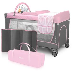 Rose Lionelo Theo 2in1 Lit Bebe Voyage Lit Bebe Lit Supplementaire Bebe De La Naissance Jusqua 9 Kg Reglage En Hauteur De Linclinaison Pliable Paroi Laterale Matelas Moustiquaire Meubles Cuisine Et Maison