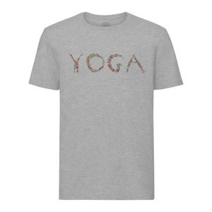 T-SHIRT T-shirt Homme Col Rond Gris Yoga Billes de Couleur