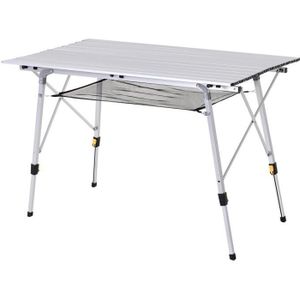 TABLE DE CAMPING Table pliante en aluminium table de camping table de jardin 6 personnes hauteur réglable + sac de transport 120x70x73cm Gris