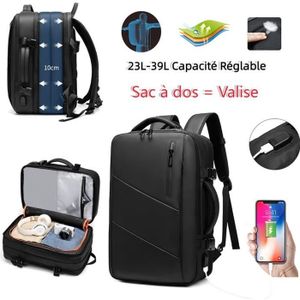 Bagage Cabine 40x30x20 Taille Maximal, Extensible Sac a Dos Voyage Cabine  Avion Imperméable Noir Oxford Sac Ordinateur 15,6 Pouces avec Port de  Charge USB