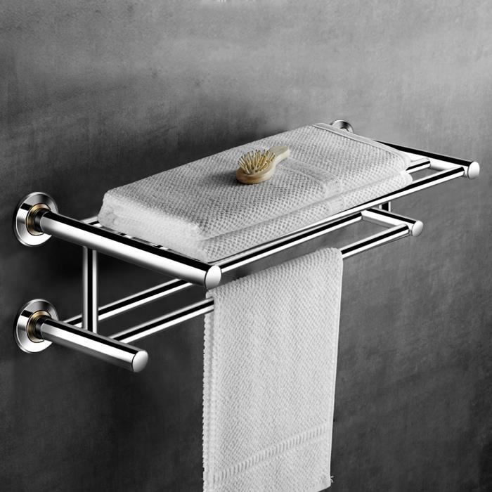 Porte serviette 3 en 1 mat acier inoxydable 304 porte-serviettes papier  crochet accessoires de salle de bain douche ensembleargent