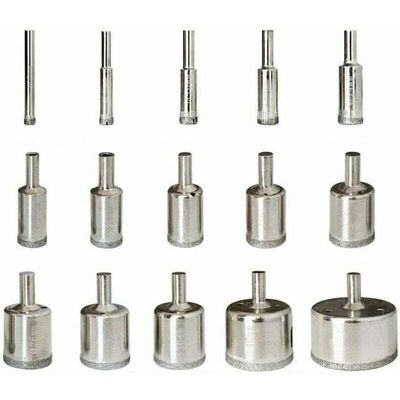 Set De 15 Forets Diamant Et Scies Cloches - Pour Percer Le Verre, Carrelage - Tige 8mm