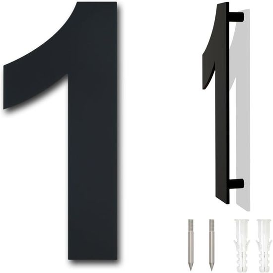 Numero Maison Numéro De Maison Moderne -Haute 20.5cm -8in NOIR- Acier Inoxydable Brossé, Aspect