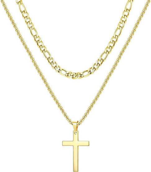 Collier Croix Chrétienne MERTTURM Pour Homme - Acier Inoxydable, 60 Cm