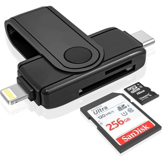 Lecteur Carte SD USB-C Pour IPhone 15/16, IPad, MacBook - Compatible SD/microSD Jusqu'à 1To, Transfert Rapide 5Gbps - 5