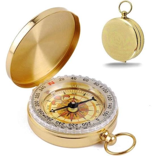 Boussole Porte-clés Vintage – Alliage De Zinc, Compacte 66x49x13 Mm, étanche, Pour Randonnée, Camping, Survie (argent)