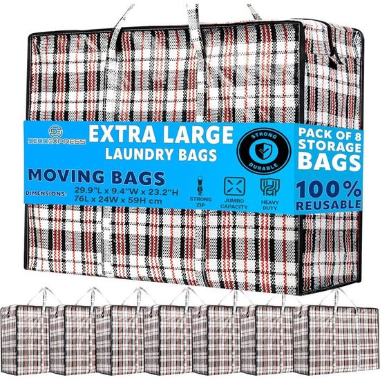 Deco Express Grand Sac de Rangement Jumbo Bag Rangement Vêtements Déménagement - Multipack (Lot de 4
