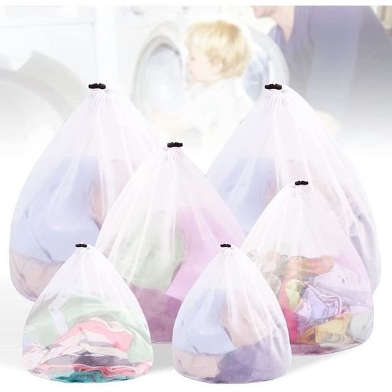 Lot De 3 Sacs à Linge Lavage Machine - 2x 30x40cm + 1x 60x80cm - Protection Vêtements Délicats, Sous-vêtements, Vêtements Bébé