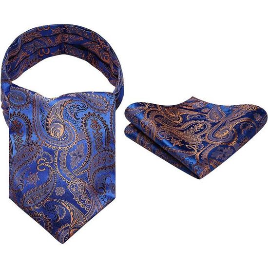 Cravate Homme Jacquard Paisley - Extra Longue 63" - Microfibre Haute Qualité - Blanc Vert Bleu Royal
