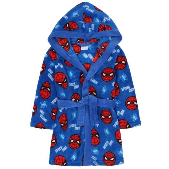 Spider man Marvel Peignoir garcon bleu marine polaire OEKO TEX 6 8 annees 116 128 cm Cdiscount Maison