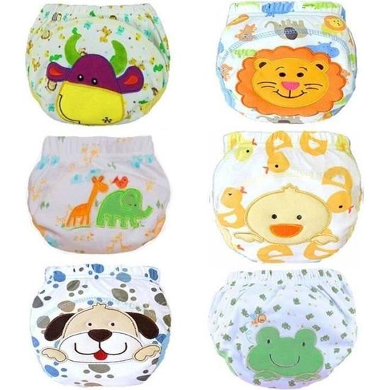 Culottes D'apprentissage Imperméables Animaux - Lot De 6 En Coton Pour Bébé - Remplace Les Couches