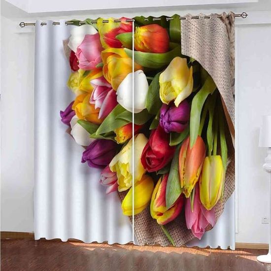 Lot De 2 Rideaux Occultants Rayures Colorées - 140x240 Cm, œillets 4 Cm - Isolant Thermique Et Phonique - Pour Chambre, Salon - 7