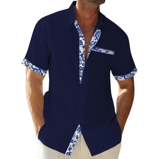 NIBESSER Chemise Lin Homme Manches Courtes Style Coréen Décontractée Été Respirante