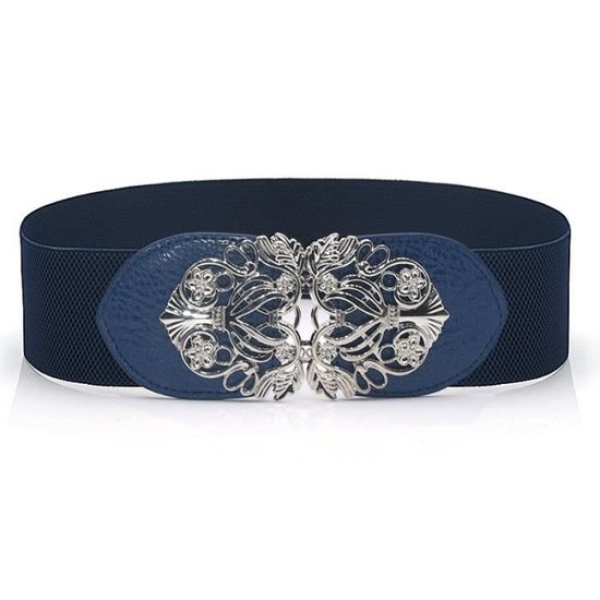 LEACOOLKEY Ceinture Large élastique Femme Avec Boucle Dorée