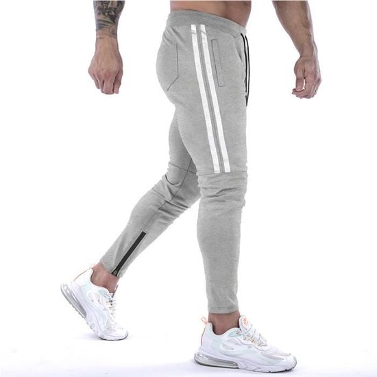 Bas de Jogging Homme - EVERLAST - Gris - Cordon de serrage - Doublure polaire - Tour de cheville côtelé Gris clair - Prêt-à-Porter