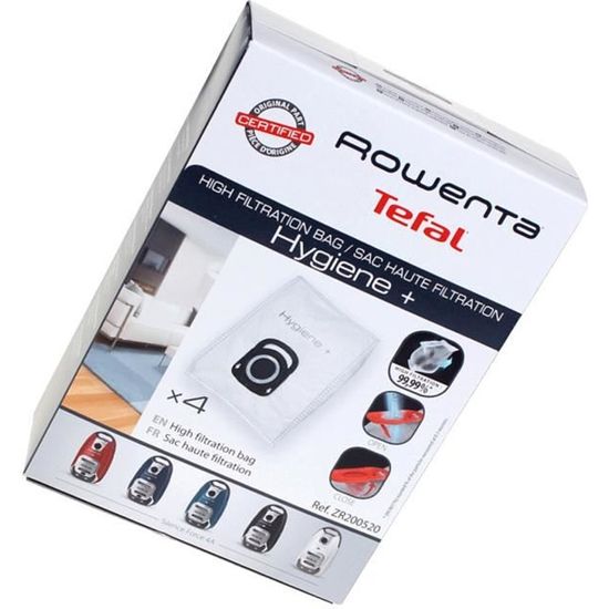 10 pcs sacs à poussière pour aspirateurs Rowenta Hygiene + Silence Force,  Compact Power et X-Trem Power (+ZR200520 ZR200720) - Cdiscount  Electroménager